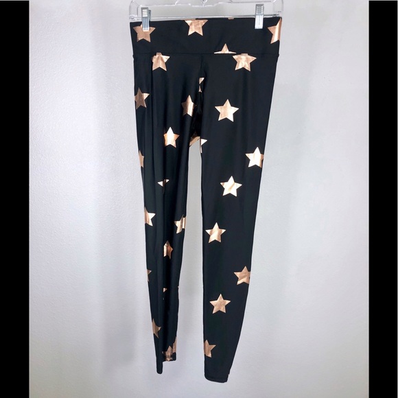 Terez Rose Gold Stars Foil Tall Band Leggings - Picture 2 of 6